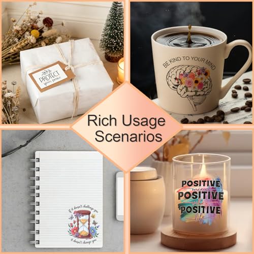 4 PCS Motivational Saying UV DTF Cup Wraps, Waterproof Transfer Stickers for Tumblers and Mugs, Durable Rub-on Decals for Smooth and Flat Surfaces - style: motivational saying