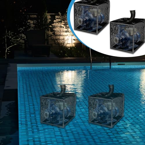 JarThenaAMCS 2Pcs Black Pump Barrier Bag Anti-Clogging 10 inch Pond Filter Box with Drawstring Outdoor Water Pump Cover 24"x 24" Mesh Pond Cube Bracket for Pond Biological Filter