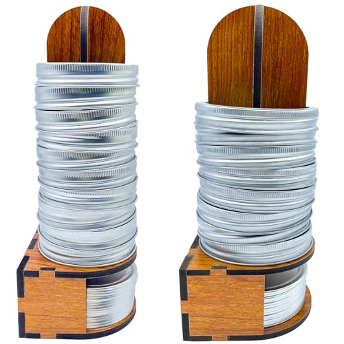 2pcs Updated Mason Jar Lid Organizer, Mason Jar Lid Storage for Space Saving Kitchen Organization, Canning Lid Rack Holder for Storing Mason Jar Lids and Rings Fit Regular & Wide Mouth