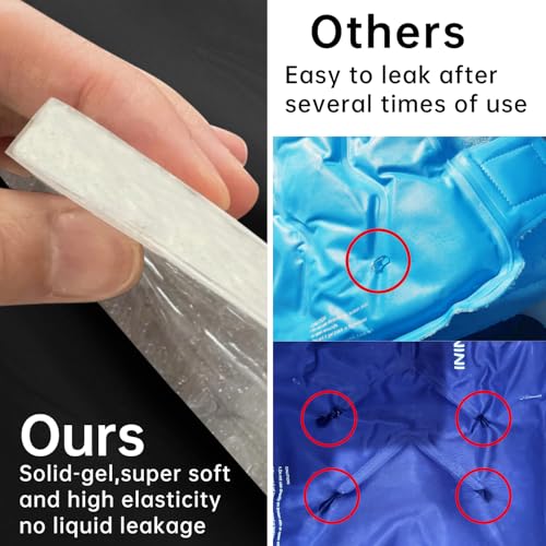 Extended Leg Knee Ice Pack Wrap Sleeve for Knees Injuries Reusable 2 Pack - color: Black-2pack