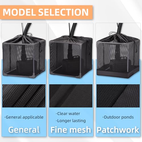 Fineday Pond Filter, Anti-Clogging Cube Outdoor Mesh Water Pump Barrier Bag Box Basket (7 inch fine mesh)