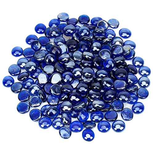 OnlyFire Fire Pit Glass Rocks 10 lbs, High Luster Fire Glass Beads 1/2 Inch, Tempered Glass Marbles for Propane/Natural Gas Fire Pit, Fireplace, Multicolor & Blends Available - color: Royal Cobalt Blue