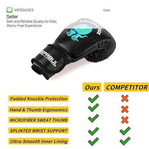 Boxing Gloves for Kids & Toddler & Youth - color: Matte black, size: 6oz