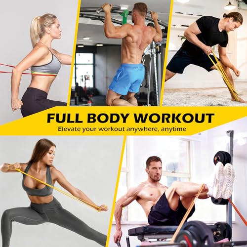 Pull Up Bands, Resistance Bands Set for Pull-Up Assistance, Exercise Bands with Door Anchor & Grip Pads for Men & Women Working Out, Physical Therapy, Muscle Training