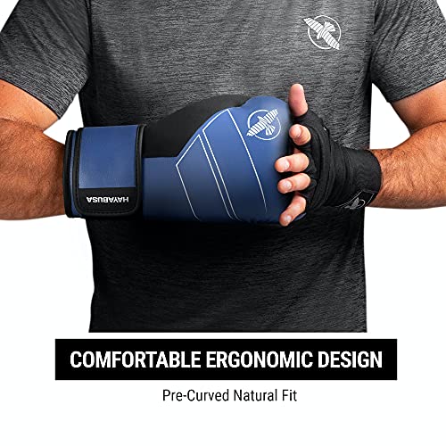 Hayabusa S4 Leather Boxing Gloves | 12oz Boxing Gloves, Muay Thai Gloves, Kickboxing Gloves, Leather Training Gloves, Men and Women, 16oz Boxing Gloves - color: Blue, size: 16 oz