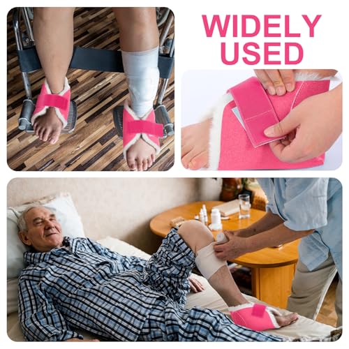 2 Pcs Sheepskin Heel Protectors for Pressure Sore Pad, Pink - color: Pink