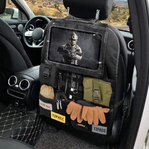 Universal Tactical Patch Display Board Hook & Loop Panel and Tactical MOLLE Seat Organizer for Trucks/SUVs - style: Seat Organizer&Tablet Pocket