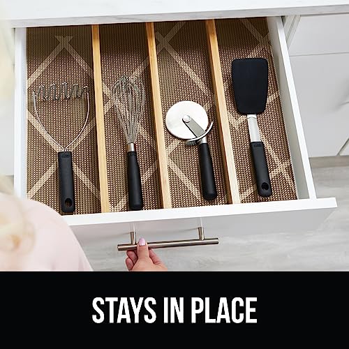 GORILLA GRIP powerGRIP Drawer Shelf and Cabinet Liner, Thick Strong Hold, Non-Adhesive Liners Protect Kitchen Cabinets and Cupboard, Bathroom Drawers, Easy Install, Breathable Mat, 12" x10', Beige - color: Diamond: Beige/Ivory, style: 12" x 10'
