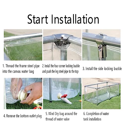 Transparent Fish Pond Thicken Canvas Pool, Above Ground Swimming Pool PVC Canvas with Steel Frame Ponds Fish Tank Koi Goldfish for Rain Barrel Water Collector (Color : Cle