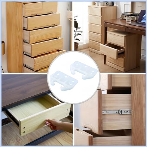 12Pcs Plastic Drawer Guides Center Mount Drawer Rail Brackets White Drawers Track Guides Drawers Replacement Furniture Parts for Dresser Furniture Cabinet Closet Drawer Gytovvvz