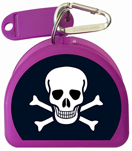 Mouth Guard, Retainer Mouthguard Dental Case - Skulls & Bones - color: Purple
