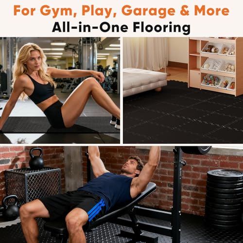 Sweetcrispy Interlocking Foam Floor Tiles - color: Black, size: EVA Foam (12 Pcs)