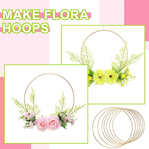 24 Pcs Metal Floral Hoop Macrame Gold Rings Metal Hoops Bulk for Crafts Metal Circle for DIY Wedding Birthday Wreath, Dream Catchers, Wedding Wall Hanging Decor (8 Inch)