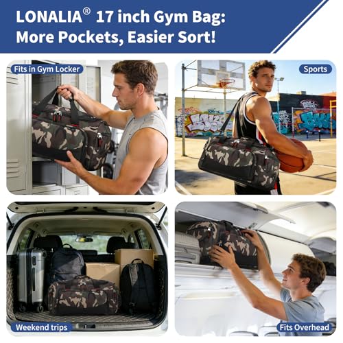30L Gym Sport Duffle Bag, 17 inch, Camo - color: Camo