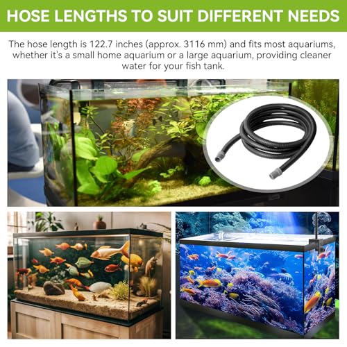 A20015 Aquarium Ribbed Hosing Compatible with Fluval 407/406/405/404/307/306/305/304 Canister Filter, 9.8Ft Aquarium Tubing, Aquarium Filter Replacement Part, Black