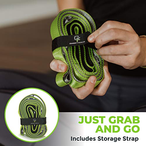 Stretching Strap for Physical Therapy, 12 Multi-Loop Stretch Strap 1" W x 8' L, Neoprene Handles, Physical Therapy Equipment, Yoga Straps for Stretching, Leg Stretcher. - color: Green/Grey