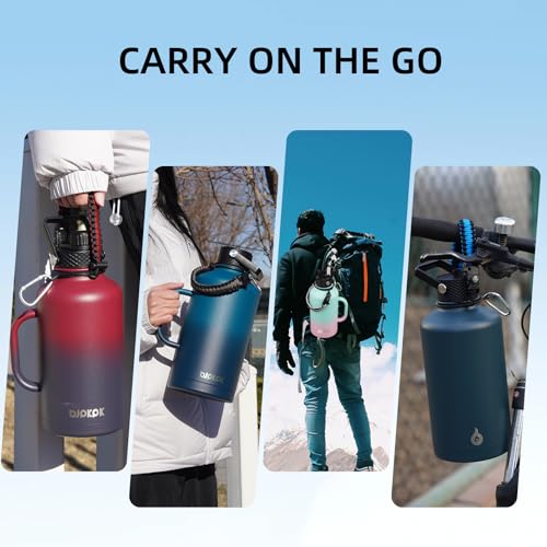 BJPKPK 50oz Insulated Water Bottle with Straw Lid Stainless Steel Water Jug - color: Marshmallow, style: 50oz-Side Handle