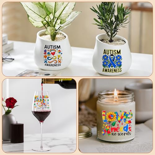 UV DTF Cup Wrap Transfer Stickers, 2 Sheets Autism Quotes Rub On Transfers for Tumblers Glass Cups Mugs Water Bottles - style: Autism Quotes