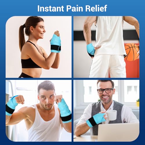 Comfytemp 24.5" Extra Long Wrist Ice Pack Wrap for Carpal Tunnel Relief, 2Packs - color: Bright Blue, size: 24.5"x4"