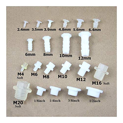 Sturdy 20pcs M4~M20mm 1/8"~1/2" Male Plug Micro Irrigation Fittings Aquarium Fish Tank Air Pump Aerator Pagoda Pipe End Cap Connectors (Color : M16 soft)