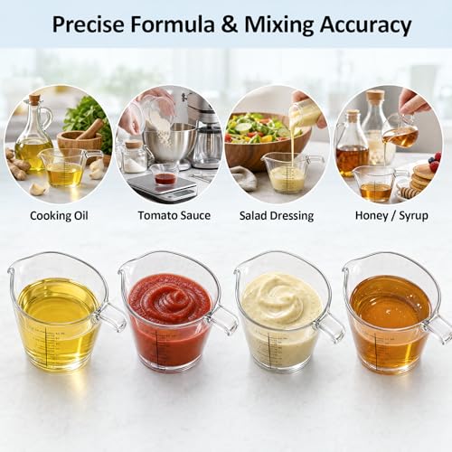 8 Pack Tablespoon Measuring Cup, 2oz/60ml Clear Mini Small Liquid Measuring Cups for Kitchen Resin Diy Beauty Mixing with Tsp/tbsp/oz/ml