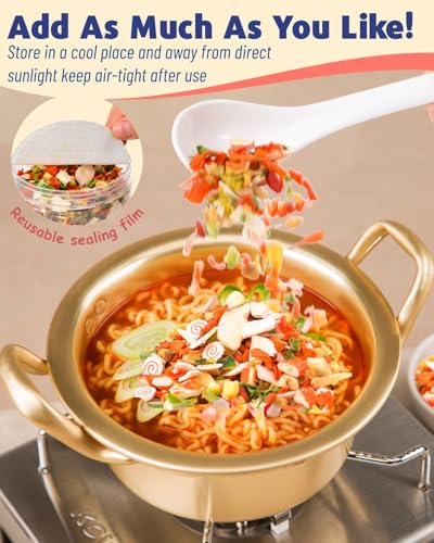 Dried Ramen Toppings 11 Mix Seafood & Veggies - Real Squid, Shrimp, Fish Cake & Goji Berry, Low Fat, No Added MSG, 12.35 oz Resealable Jar for Instant Ramen, Soups, Rice