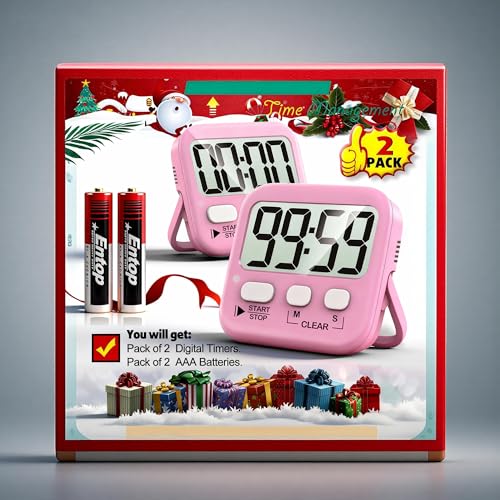 Antonki 2 Pack Digital Timer for Kids Classroom Kitchen Timers for Cooking - color: Relaxing Pink