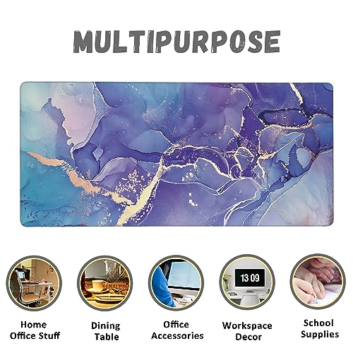 Large Mouse Pad Abstract Purple Marble Texture Extended Gaming Mouse Pad Non-Slip Desk Mat with Stitched Edge Laptop Computer Keyboard Mousepad for Office Home 35.4" x 15.7" - color: Abstract Purple Marble Texture