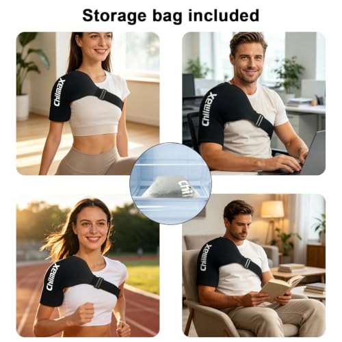 Shoulder Ice Pack Wrap for Rotator Cuff Cold Therapy Brace 2Pack - color: 2 Pcs Large-black