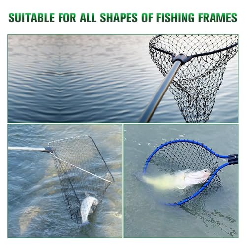 Fishing Net Fish Landing Net Foldable Fishing Replacement Net for Freshwater Saltwater Fishing Net Replacement Netting Green/Black 2 Colors Handle/Frame Not Included
