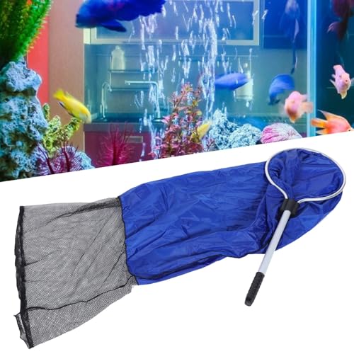 SUNGOOYUE Aquarium Fish Net Aluminium Alloy Fish Transfer Net 30CM Mesh Basket with 20 Inch Long Handle Soft Fine Mesh for Koi Goldfish Transfer Breeding Spawning Pond Tank Use - size: Diameter 40CM, handle 50CM
