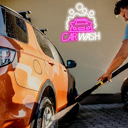 Car Wash Neon Sign for Wall Decor Car Neon Light Dimmable Sedan LED Light Sign for Party Gas Station Service Area Auto Repair Shop Car Show - style: Car Wash