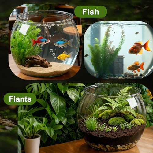 2 Pack Clear Plastic Fish Bowls, 1.5 Gallon & 0.8 Gallon Shatterproof Round Tank for Tabletop Mini Ecosystem, Terrarium, Flower Vase, Centerpiece Decor, Temporary Habitat, Gift for Fish Lovers - size: 1.5 Gallon + 0.8 Gallon