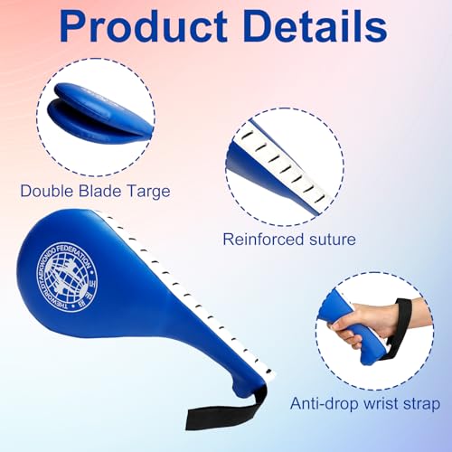 2 Pack Red Taekwondo Kick Pads - Durable Martial Arts Striking Pads, TKD Karate Kickboxing Training Targets for Practice - color: Blue