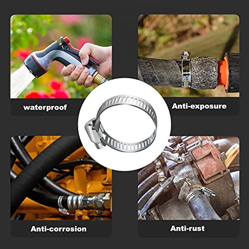 20pcs Adjustable Worm Gear Hose Clamp Stainless Steel Pipe Clamps, 1"-2"(27-51mm) Tube Clamp Tool for Water Pipe, Plumbing, Fuel Line,Intercooler