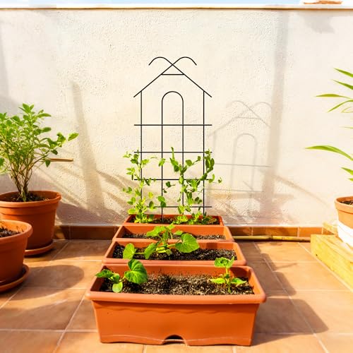 40" Metal Garden Trellis for Climbing Plants, 4 Pack Large Plant Trellis for Potted Plants, Indoor Outdoor Black Garden Trellis for Vines, Cucumbers, Flowers, 16.5" Wide - size: 40 inch