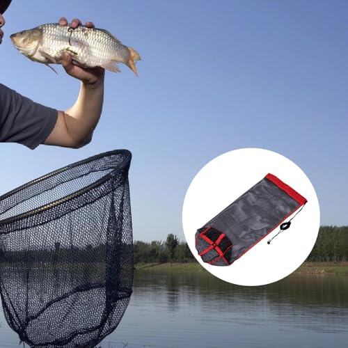 Fishing Mesh Net, Nylon Foldable Fish Collection Bag with Drawstring for Small Fish Crab Crayfish - size: 40x80CM