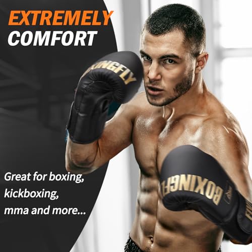 Boxing Gloves for Men Women Adults - color: Gold, size: 10oz