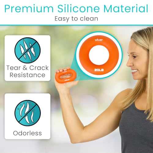 Vive Hand Strengthener Grip Ring - Forearm Ring Hand Exercisers - Silicone | Squeezer Gripper for Muscle Strengthening Training Tool - Arthritis Finger Physical Therapy PT Kit Trainer - color: Multicolor (4 Pack)