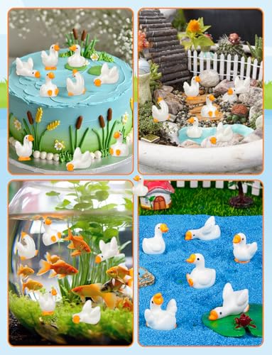 72pcs Mini Resin Goose Figurines, Tiny Animal Figurine Bulk, Small Desk Goose Decor for Garden Lawn Yard Micro Landscape Aquarium Potted Ornament DIY Craft - style: Goose72Pcs