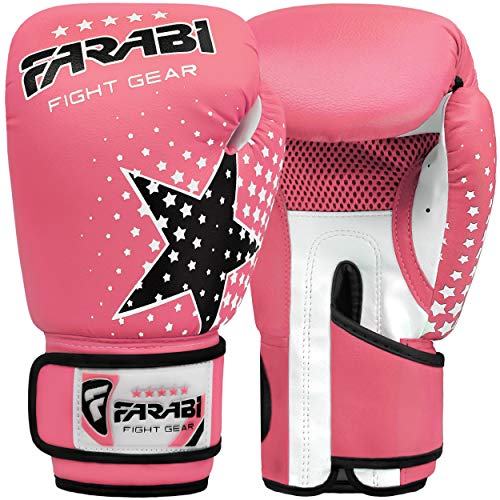 Farai Kids Boxing Gloves 6-oz Kickboxing Muay Thai Training MMA Sparring Gloves, Best Gloves for Training on Punching Bag, Focus Pads Practice - color: Pink