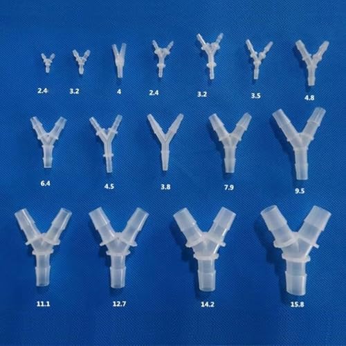 Aquarium Y-Tee Connector 10-Pack 2.4-15.8mm PP Hose Fittings for Fish Tank Systems(10Pcs 4.8mm)