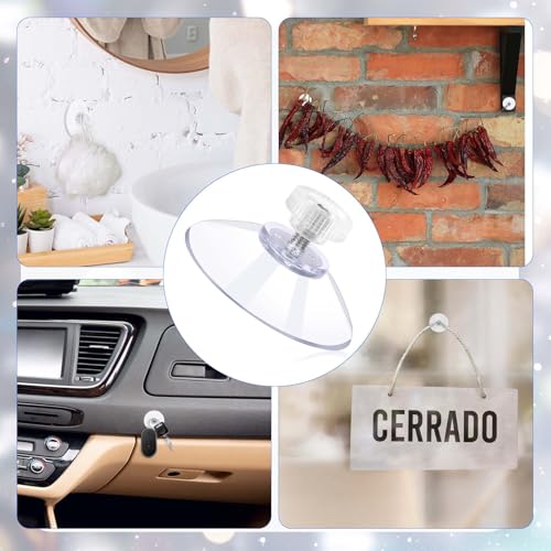 Mozeat Lens 6 PCS Suction Cups for Glass, 32mm Strong Suction Cup with Metal Screw Rods and Nuts Clear PVC Heavy Duty Plastic Sucker Pads Holder Without Hooks for Bathroom Wall Door Window Car Shade