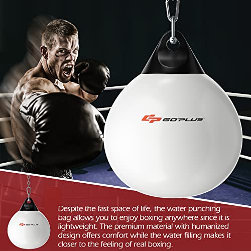 Goplus Water Aqua Bag, 21'' 180 Pound /18” 110 Pound Heavy Punching Bag with Adjustable Metal Chain, Water Injection Hose, Boxing Training Bag for Adults Fitness, MMA - color: White, size: 18”, 110LBS