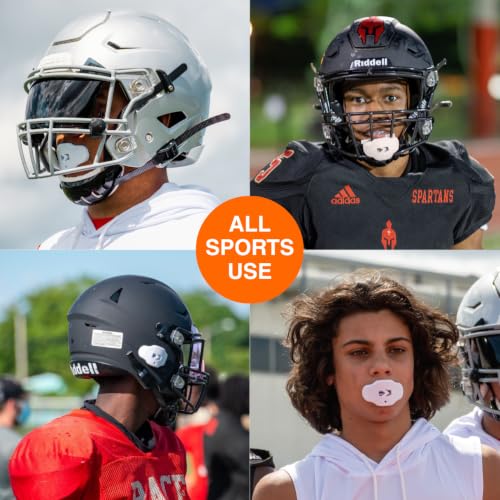 SLEEFS Classic Football Mouthguard with Bold Designs and Removable Strap - color: Ha Ha Ha Red Smile White
