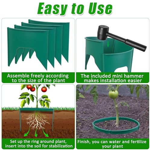 24 Pieces Planting Grow Rings, Interlocking Garden Ring Plant Rings for Outdoor Plants, Diameter Range 8.2-15.7 Inches, Green Adjustable Planting Ring for Garden Edging and Soil Moisture Retention
