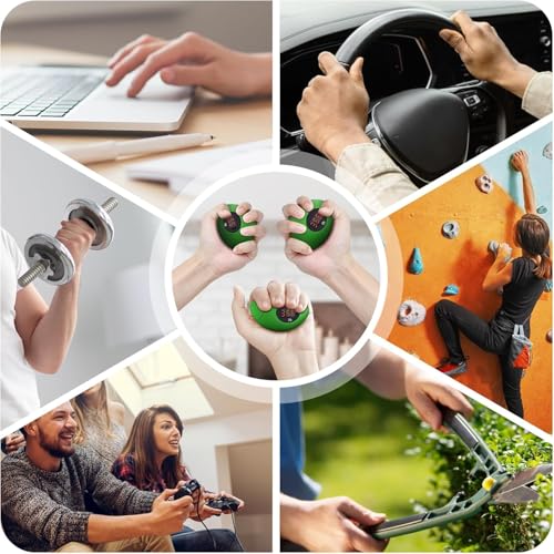 Hand Grip Strengthener, Rechargeable Digital Grip Strength Trainer up 220.4 Lbs(100kg) Hand Grip Exerciser Equipment for Strength Training-Forearm-Gripper-Finger, Stress Balls for Adults/Kids (Green)