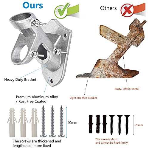Flag Pole Holder for Outside House, Heavy Duty Flag Pole Mounting Bracket, Aluminum Metal Flagpole Mount with Stainless Hardware for Outdoor, Strong and Rust Proof, 1" Inner Diameter (Silver-1Pack)