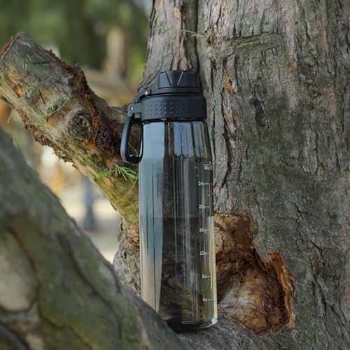 32oz Clear Water Bottle - BPA-Free Tritan Plastic, Fast Flow Spout Lid, Wide Mouth & Leakproof Design Hiking Water Bottle Suitable for Travel, Outdoors, Gym, Travel, Home, School(Black) - color: Black