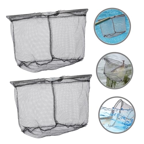 IMIKEYA 4pcs Foldable Fishing Net Heads Stainless Steel Replacement Mesh Deep Round Landing Nets for Freshwater and Saltwater Anglers
